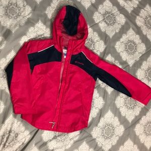 Columbia girls small hot pink and navy rain jacket
